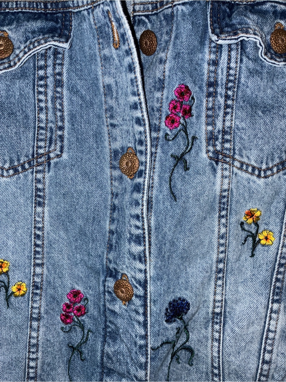 Desigual Embroidered Denim Trucker Jacket Sz M - Picture 9 of 14